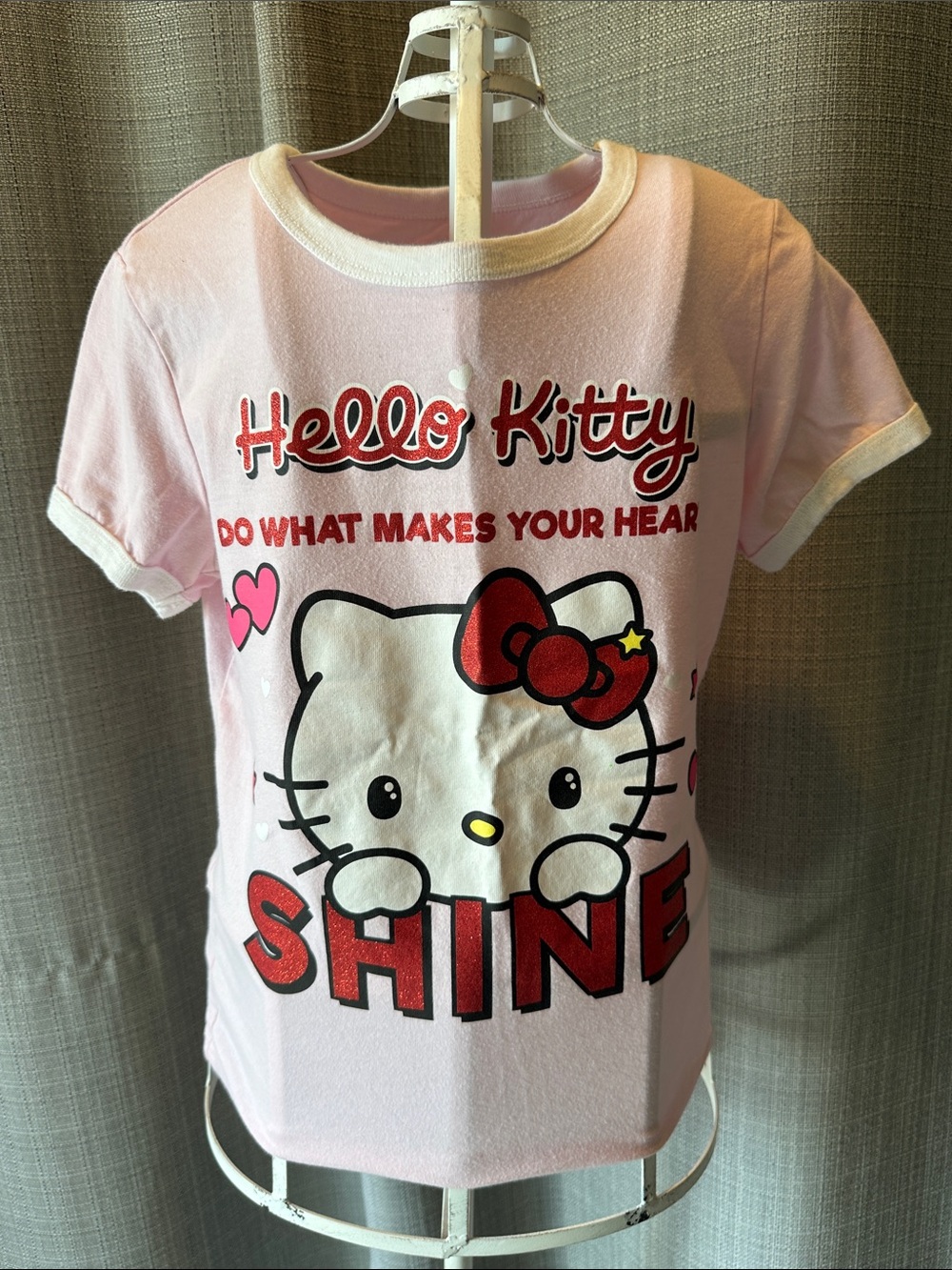 Hello Kitty Pink Graphic Tee with Red Accents